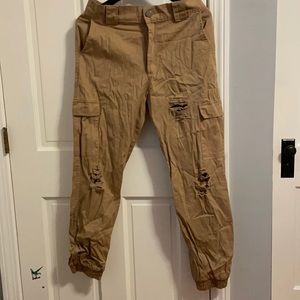 Streetwear khaki baggy jeans